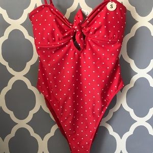 FOREVER 21 Polka Dot Swimsuit Cheeky High Cut New